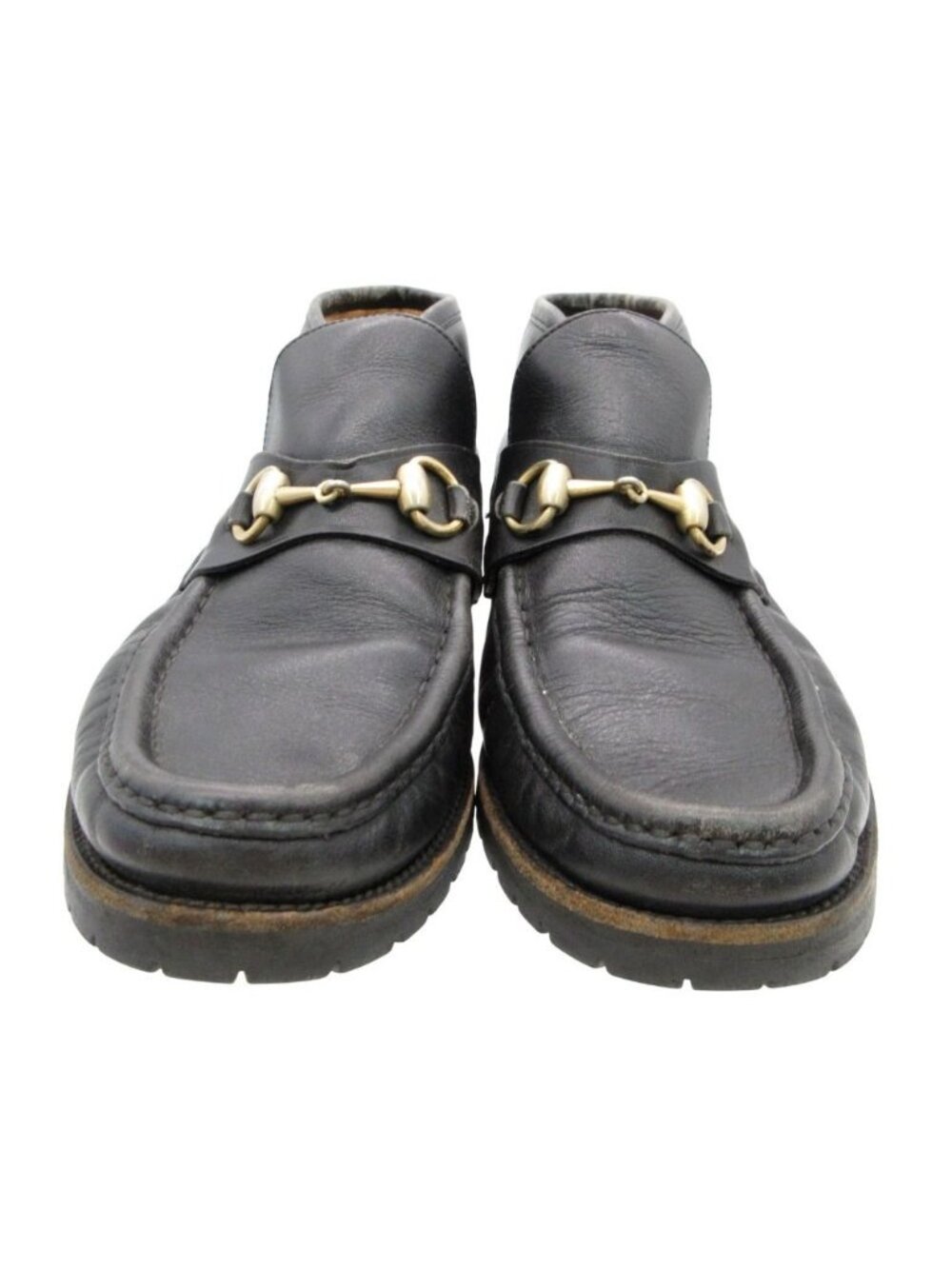 Gucci Boots Horsebit Chukka Leather Gold Shoes Black